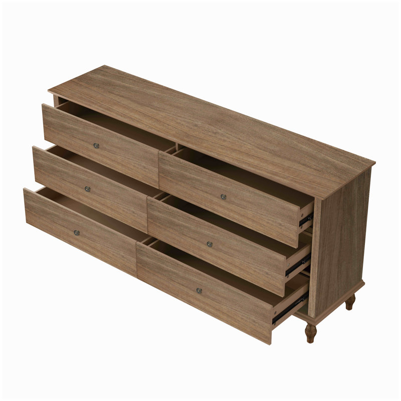 Commode double 6 tiroirs Rustic Farmhouse, Brun
