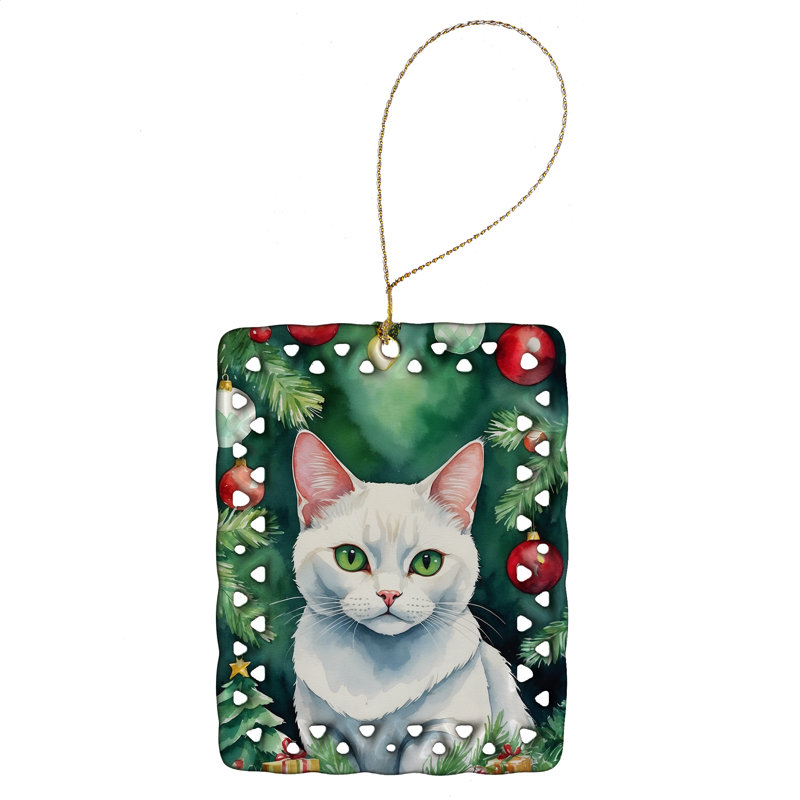 Ornement en porcelaine Khao Manee, Chat Khao Manee