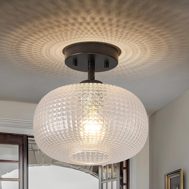 Hammer Patterned Spherical Ceiling Light Fixture