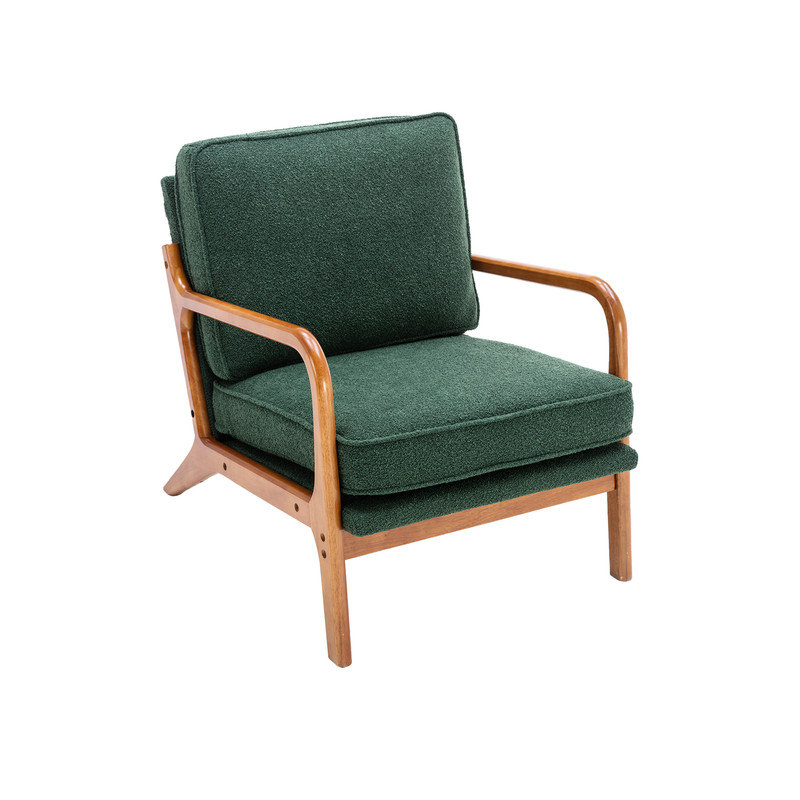Chaise d'appoint de style Mid-Century moderne, chaises de salon en tissu confortable avec structure en bois massif, fauteuil de lecture pour salon, assemblage facile (gris huître)