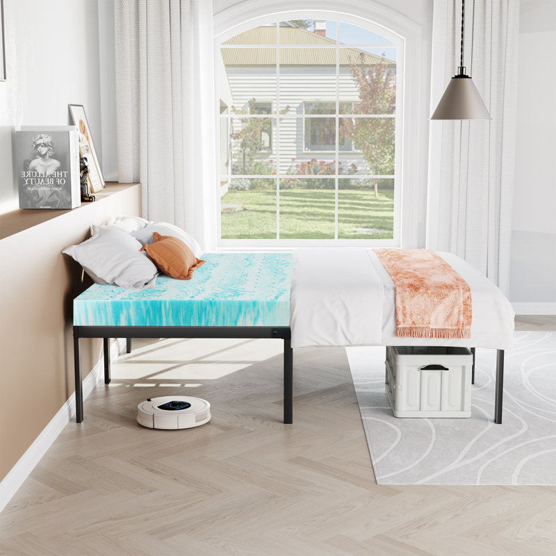 Cadre de lit en acier avec surmatelas 14 po Lutherville, Lit simple