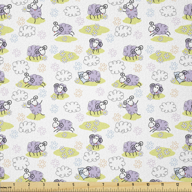 Christell Sheep with Clouds Constructed Out of Dots Multi-Purpose Fabric