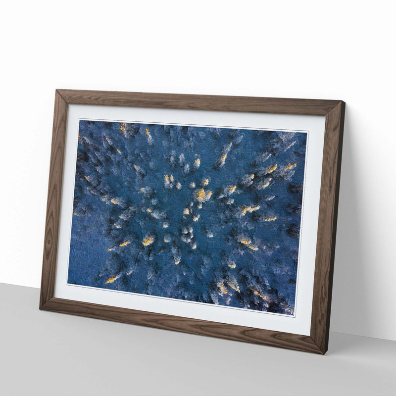 Snow Covered Forest - Picture Frame Painting Print, 48cm H x 65cm W x 2cm D, Walnut Framed