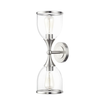 2 Light Polished Chrome Vanity Sconce With Mouth Blown Clear Glass