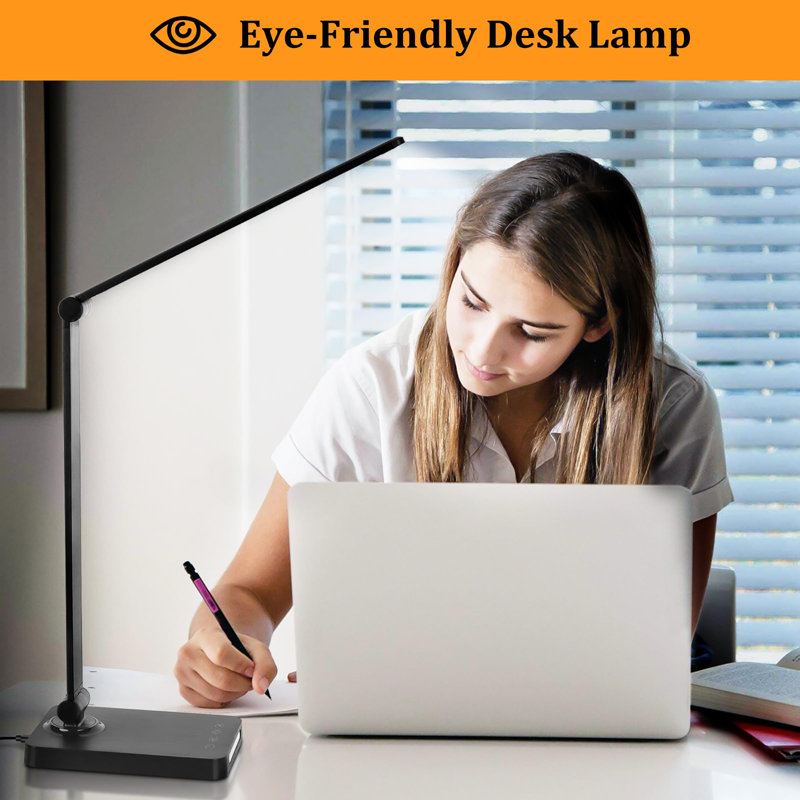 LED Desk Lamp with USB Ports,Touch Desk Lamps for Home Office with 5 Color Modes,3 Brightness Desk Light with Small Night Light,Reading Lamp Table Lamp for Bedroom Bedside Study(with adapter)