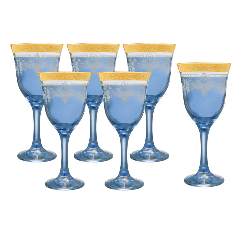9 oz. Veneziano Corona Verre à pied en verre, Bleu