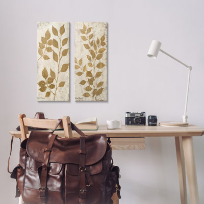 Distressed Natural Leaves 2 PC Canvas Wall Art Set by Michael Marcon