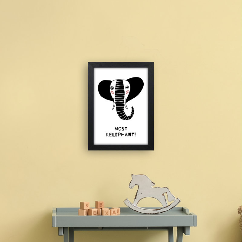 Elephant by Miniofmine - Print, 34cm H x 25cm W x 3cm D, Brown Framed