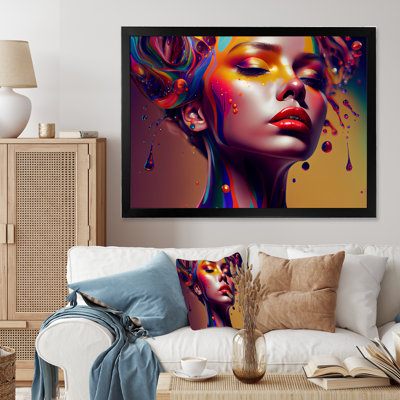 Encre liquide, portrait de femme sensuelle VI - Impression sur toile