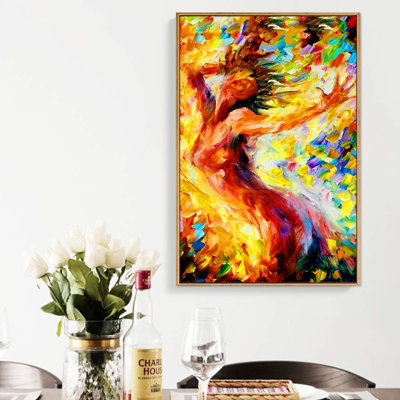 Passionate Dancer Woman Portrait Colorful Canvas Prints for Living Room Bedroom Decor