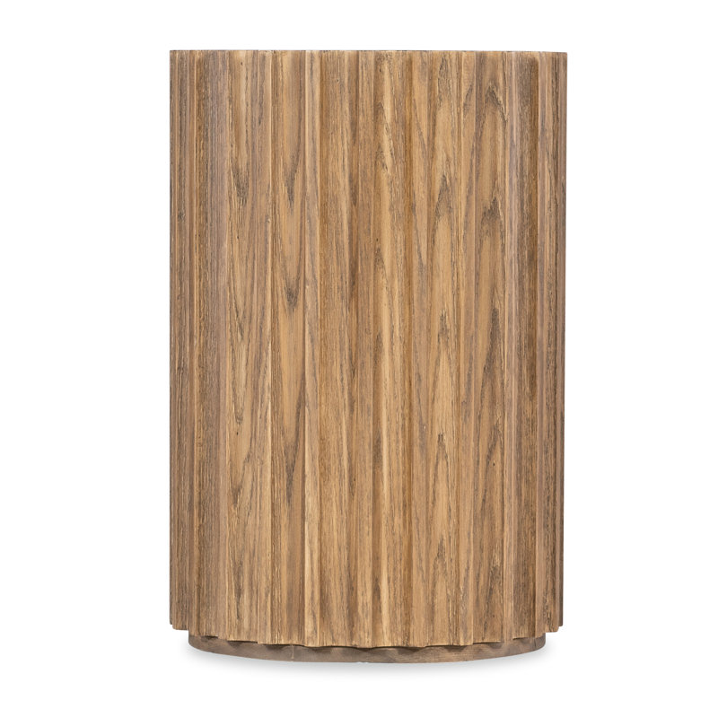 Axle Round Light Wood and Dark Brown Metal Drink Table