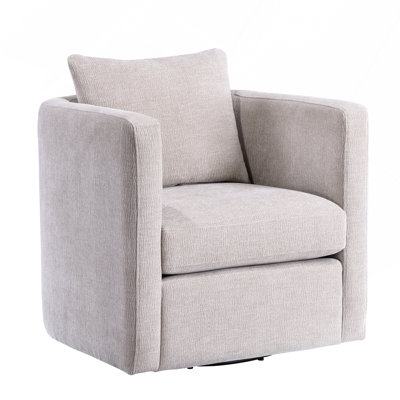 Fauteuil demi-tonneau pivotant en lin