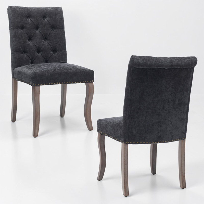 Chaises de salle à manger rembourrées Aalbert, Black