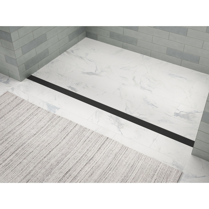 Linear Grid Shower Drain, Anodized Brushed Nickel