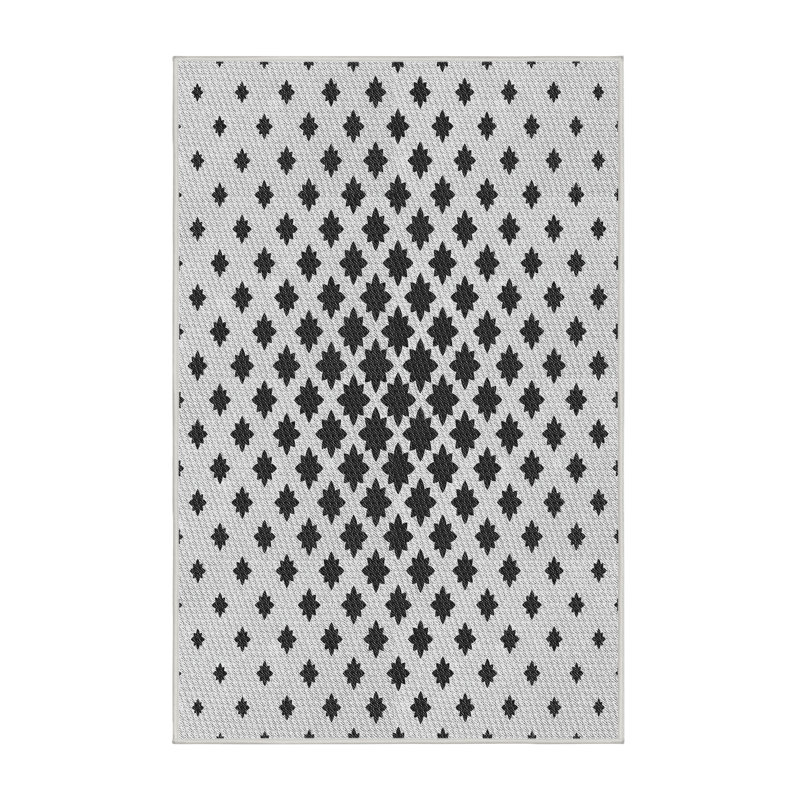 Tapis gris/noir tissé à la machine, Rectangle 8 pi x 10 pi