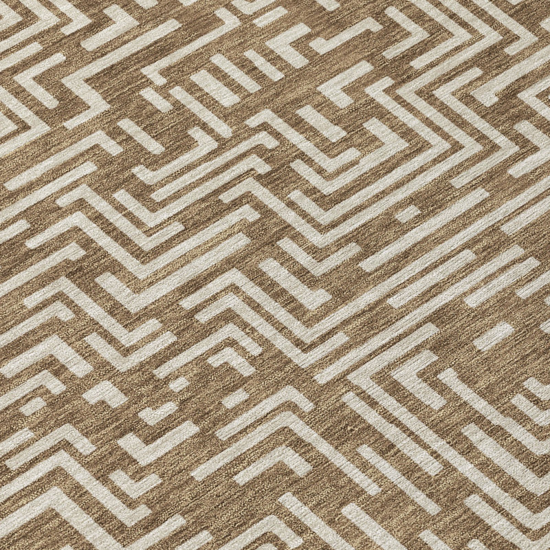 Machine Washable Indoor/Outdoor Chantille ACN2664 Geometric Rug, 8' x 10', Brown