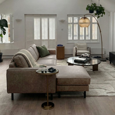 Recycled Leather Corner Sofabed with Storage