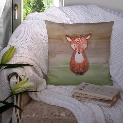 Baby Deer Watercolor Indoor/Outdoor Throw Pillow