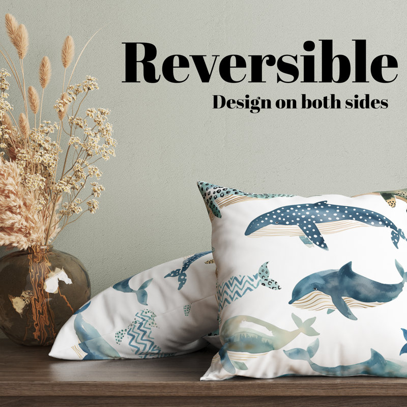 Housse de coussin Whales Seafoam Soiree, H 20 po x l 20 po