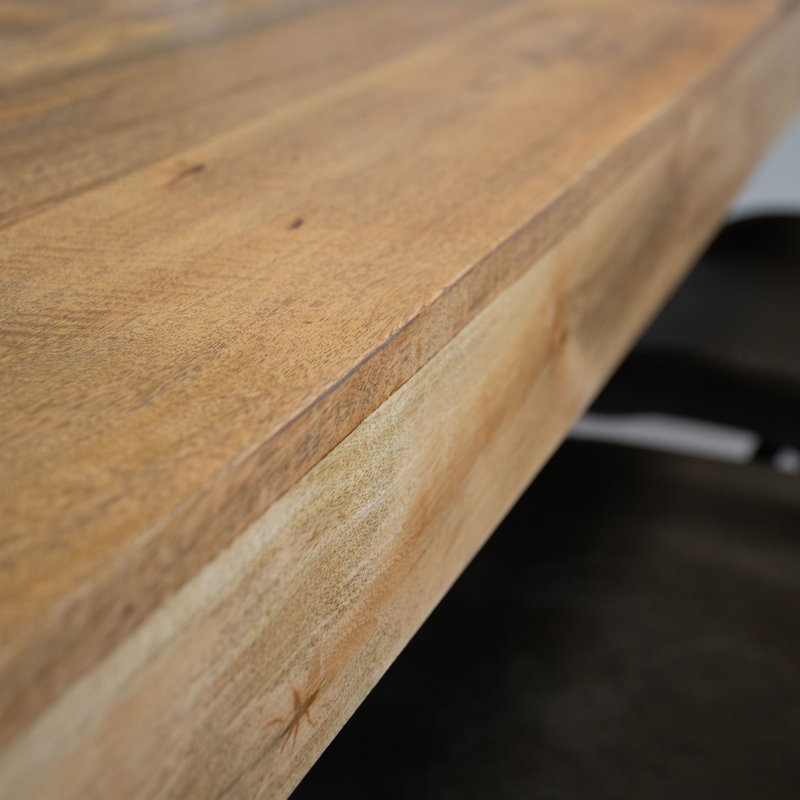 Bindy Solid Wood Top Metal Base Dining Table, 79cm H  x 220cm L  x 100cm W