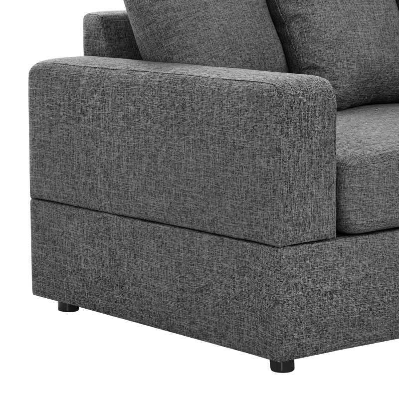 Canapé modulaire Bernathe, Mélange de lin gris