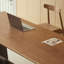 Noyer clair + bureau rectangulaire en bois massif noir et fer-194338735