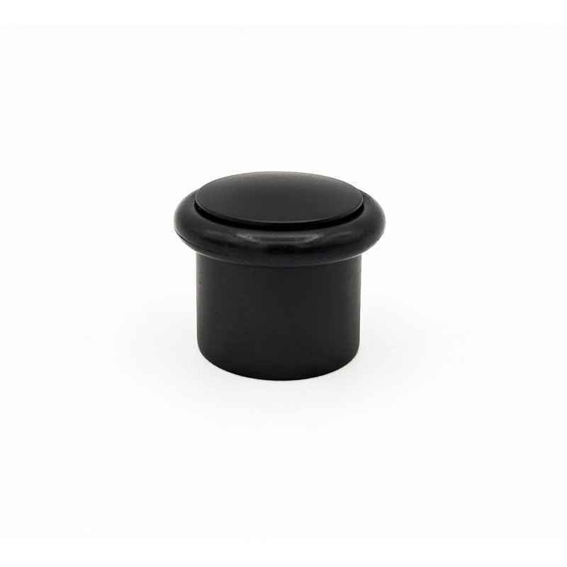 Single Ring Rubber Bumper and Stainless Steel Floor Mount Door Stop, Satin Black