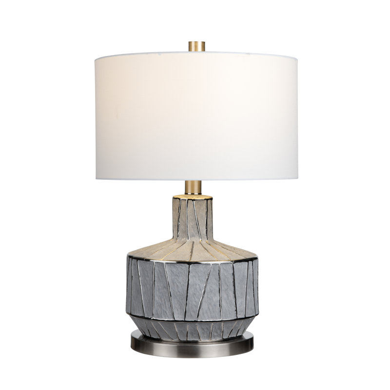 27.25" Ceramic Table Lamp With White Shade