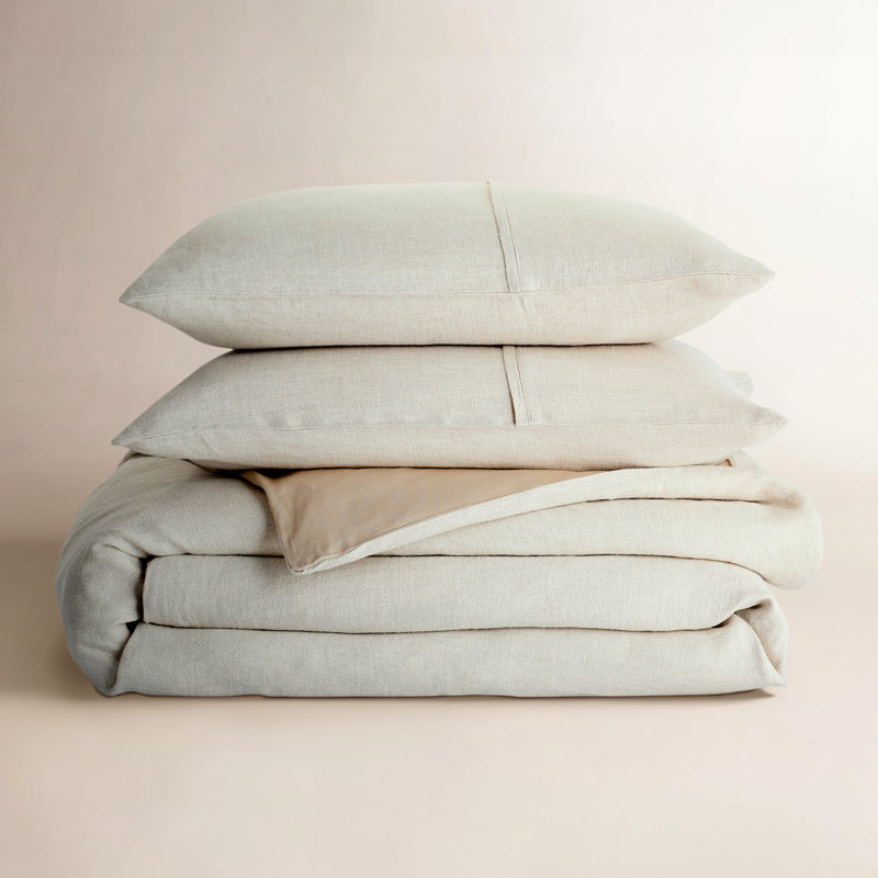 Burnes Belgian Flax Linen Duvet Cover, Beige, Queen Duvet Cover