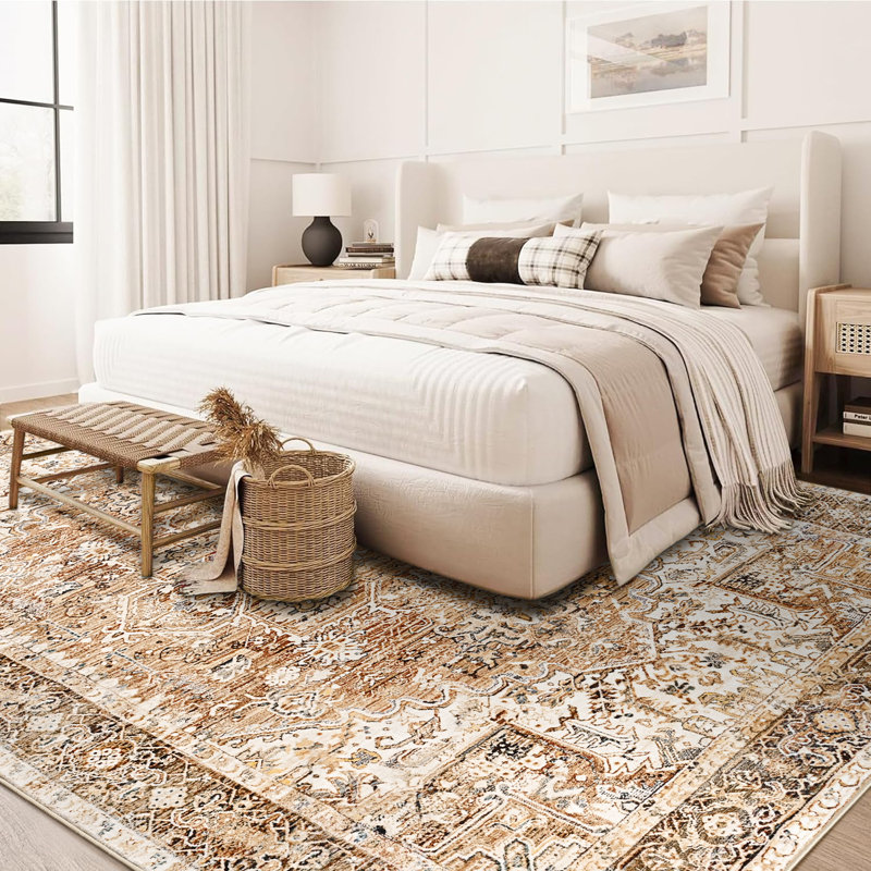 Fillender Washable Soft Vintage Rug Fashion Floral Rug For Living Room Dorm Decor, Rectangle 6' x 9'
