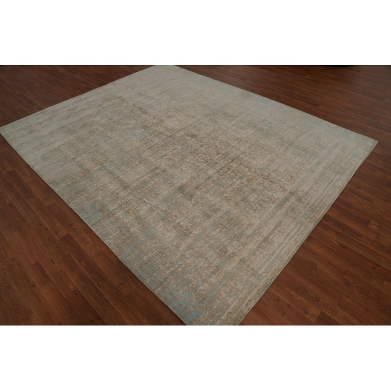Tapis unique en coton 9 pi 11 po x 7 pi 11 po beige et ivoire