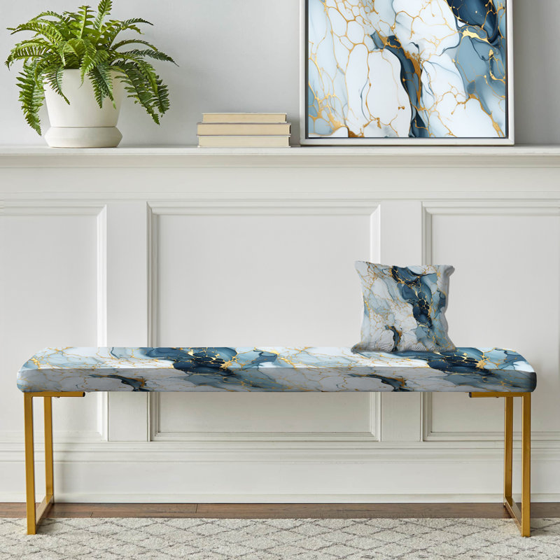 Banc rembourré or, Blue And Beige Ink Abstract Fusion