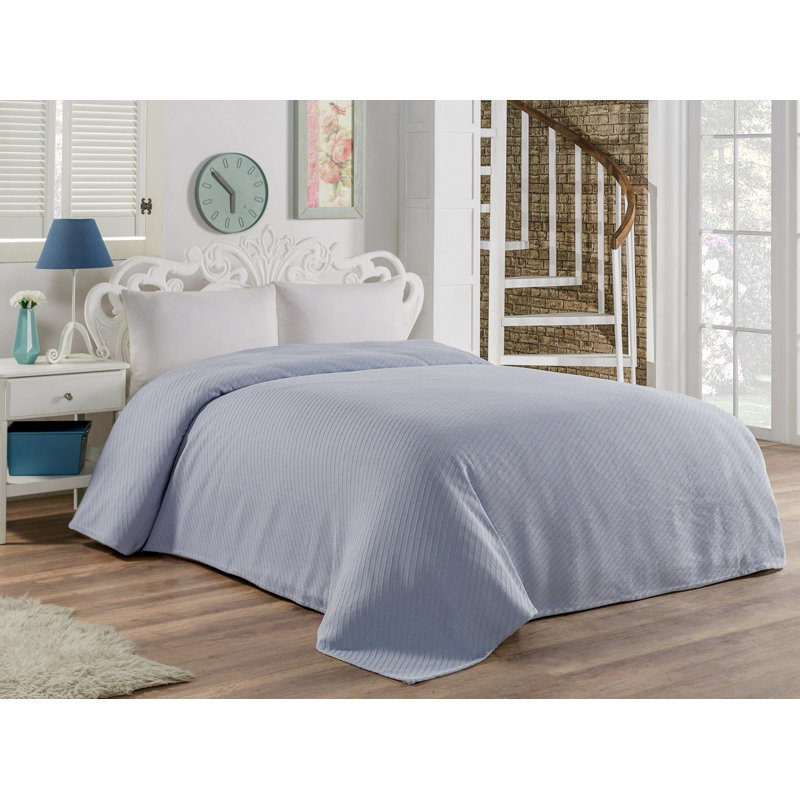 Couvre-lit 100% coton Magers, Couvre-lit 61 po x 79 po, Bleu