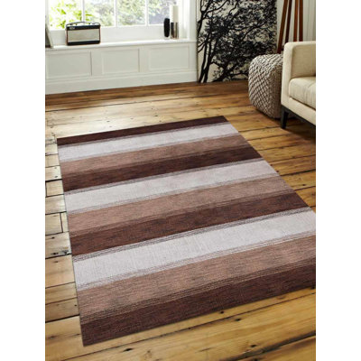 Chevery HAND KNOTTED LOOM WOOL ECO-FRIENDLY AREA RUGS  - Brown Beige Color, Contemporary Design, High Pile Thick Handmade Anti Skid Area Rugs for Living Room, Bed Room