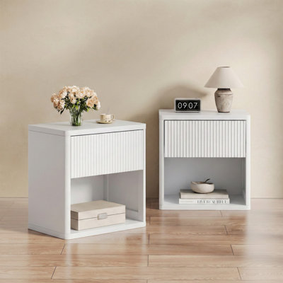 Table de chevet grande capacité de style moderne minimaliste avec tiroir caché (ensemble de 2)
