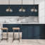Luminaire suspendu sphère 2 lumières noir et or avec abat-jour en verre bullé
