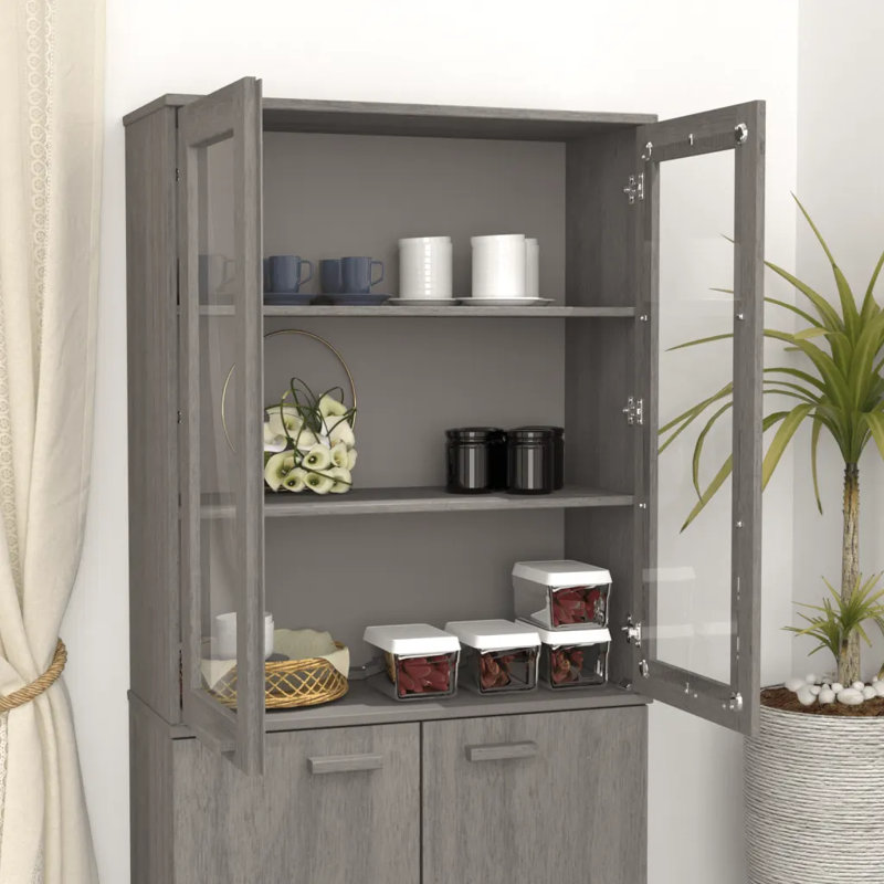 Guilian 85cm Solid Wood Sideboard, Light Grey