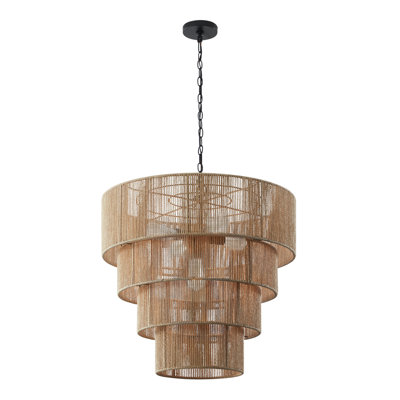 Aleris 5 - Light Shaded Tiered Rattan Pendant