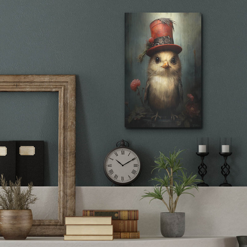 Art mural en métal Trinx «Bird With The Red Cylinder» par Momart, 24 po x 36 po, H 16 po x l 12 po