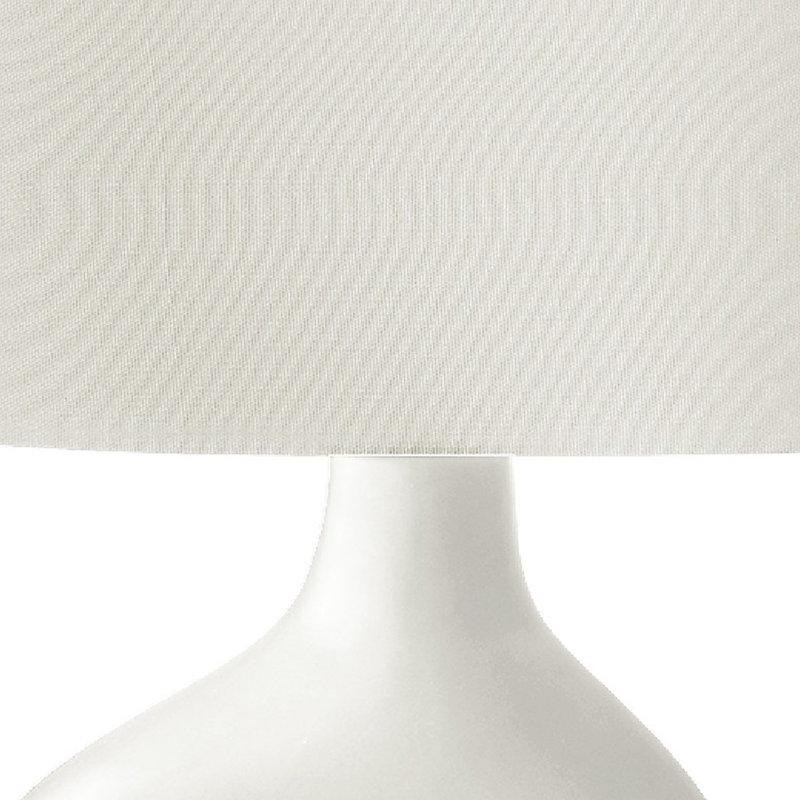 Lampe de table Nios, 25 po, base en céramique blanche à 2 pieds, abat-jour en lin, Blanc