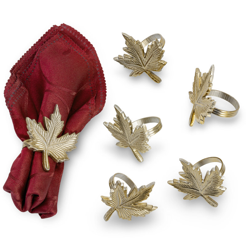 Metal Maple Gold Napkin Rings