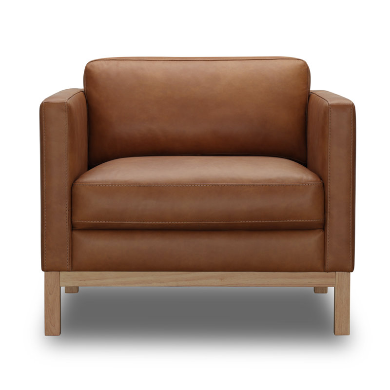 Fauteuil club en cuir véritable 33,07 po Nels