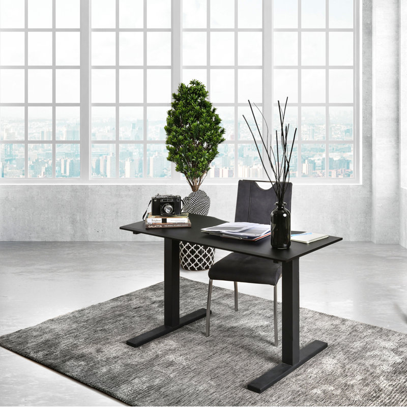 Bureau debout réglable avec prise de courant Veyron, Noir, H 29,38 po x l 59 po x P 28 po