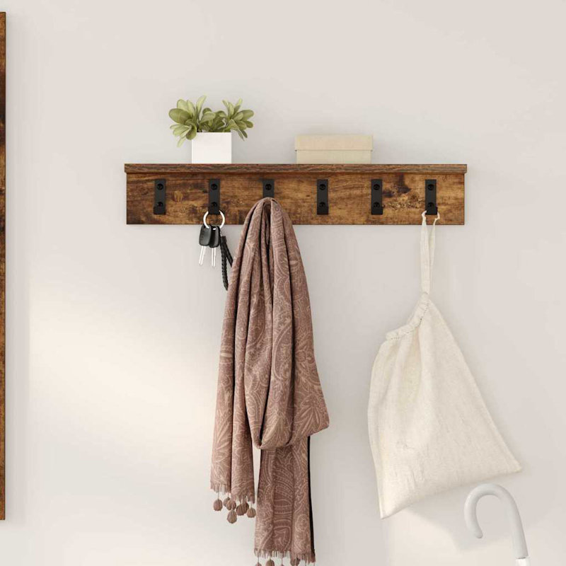 Wall-Mounted Coat Rack 60 X 10.5 X 10.5 Cm, Smoked Oak