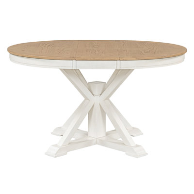 Retro Functional Extendable Dining Table With A 12" Leaf For Dining Room And Living Room