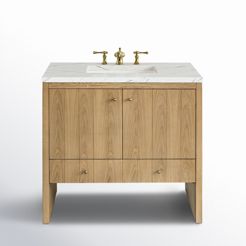 Meuble-lavabo simple 36 po Hudson, Noctis éthéré, 8 po, Chêne clair naturel