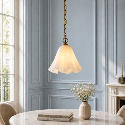 Dimmable 1- Light Milky Glass Pendant Light