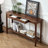 Walnut Solid Wood Rectangular Console Table-1432675048