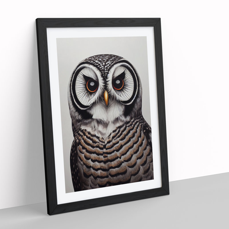 XV1022-7X A Beautiful Owl - Single Picture Frame Print, 34cm H x 25cm W, Black
