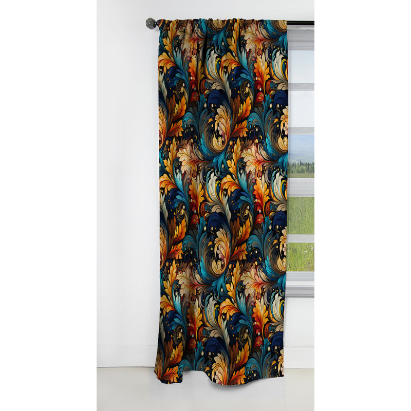 Motif de motif cachemire artistique III - Rideau occultant - 1 panneau, L 52 po x L 63 po